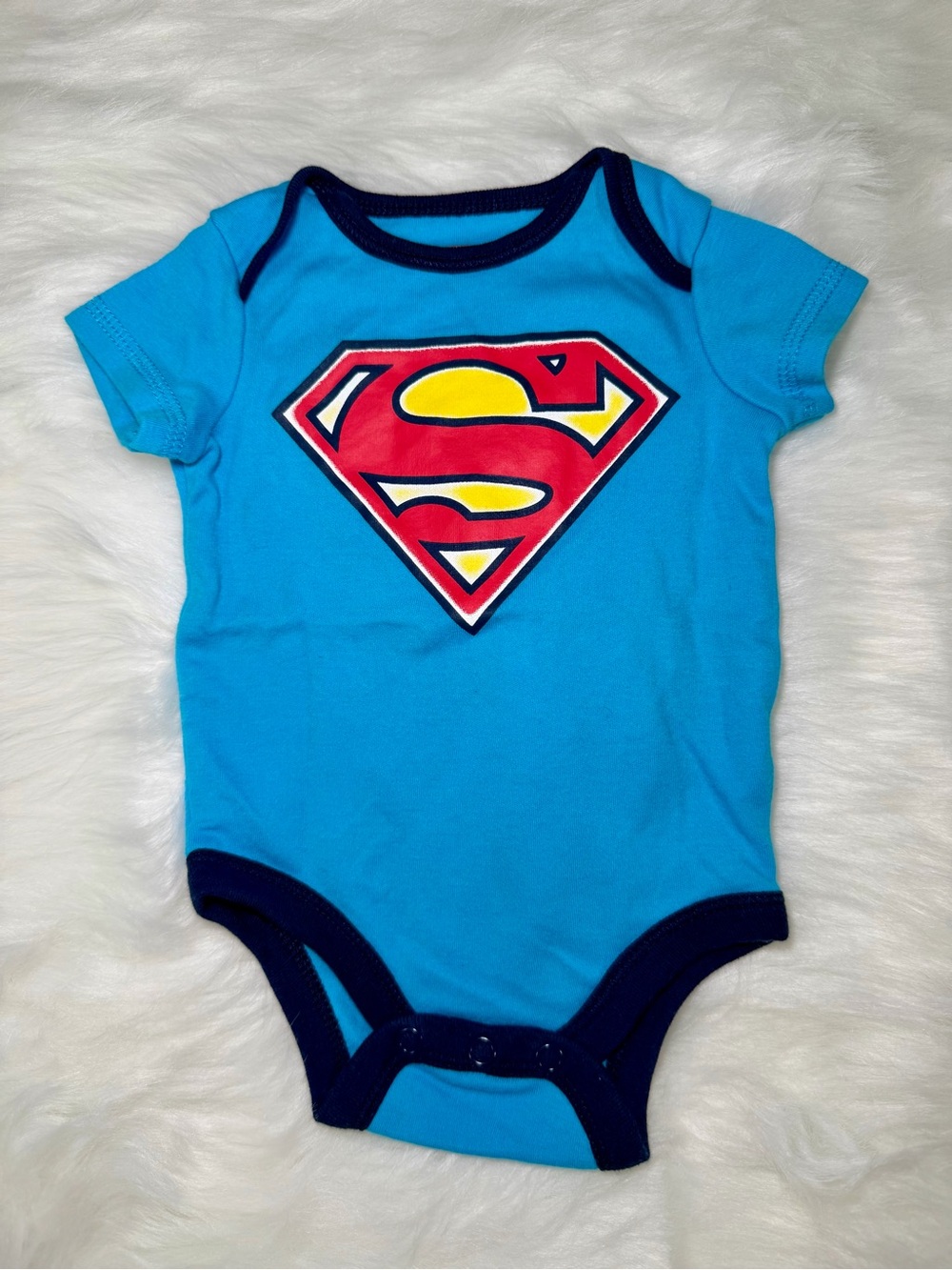 Blue Superman Logo Baby One-Piece Bodysuit